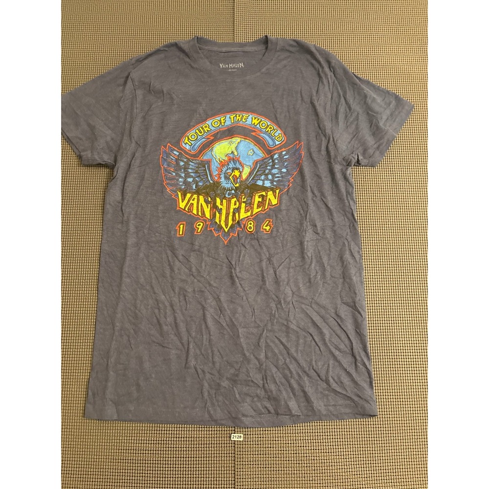 Van Halen 1984 Tour of the World Graphic T-Shirt Gray Mens Large Rock Band Tee
